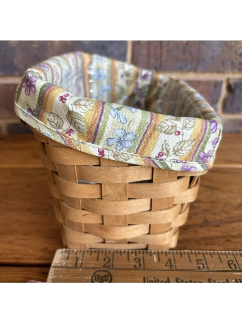 Longaberger  TV Time Basket Butterfly Charm Floral Fabric Liner & Protector